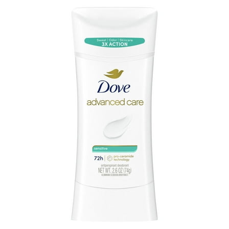 Dove Advanced Care Antiperspirant Deodorant Stick for Women Sensitive, 2.6 oz