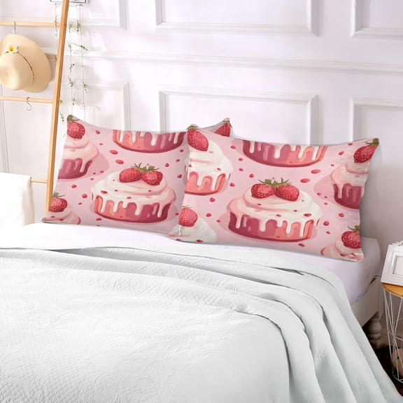 Pillow Case Plush Pillow Strawberry Cake Case standard size/King size/Queen size Bed Pillow Pillowcases