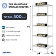 thumbnail image 7 of YRLLENSDAN 5 Tier Shelving Unit 24Lx14W Height-Adjustable Metal Storage Shelves NSF-Certified Rust-resistant Wire Shelving Rack Kitchen Tool Utility Shelves 5 Shelf Storage Rack,Silver, 7 of 7