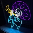 thumbnail image 3 of Handmadetneonsign Skull Trumpet Neon Sign, Mexico Skeleton Wall Art Decor, Bar Wall Decor, 3 of 5