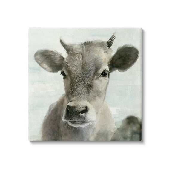 Stupell Country Calf Farmhouse Portrait Animals & Insects Painting Gallery Wrapped Canvas Print Wall Art