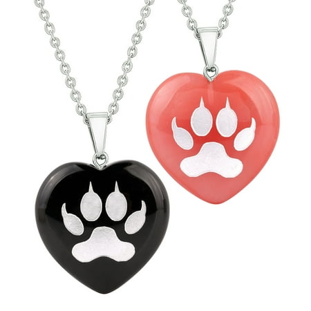 Heart Amulets Wolf Paw Courage Magical Powers Love Couples Best Friends Agate Simulated Quartz (Best Of Courage Wolf)