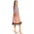 thumbnail image 4 of Sakkas Womens 3/4 Sleeves Button Down Spring/Summer Short Shirt Dress/Cover-up - D-371-A - S/M, 4 of 5