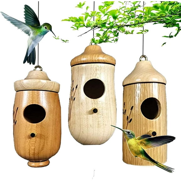 Hummingbird House - 2022 New Wooden Hummingbird House for Outside Hanging, 2/3Pcs Hummingbird Houses for Outside for Nesting (3Pcs/1Set)