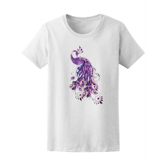 Beautiful Purple Peacock  T-Shirt Women -Image by Shutterstock, Female Medium