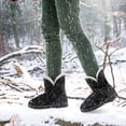 thumbnail image 2 of Botas de nieve para mujer Zapatos de invierno a media pantorrilla de tela súper suave Zapatos de forro cálido de felpa gruesa con base de goma antideslizante Bowknot Color: Negro, Tamaño de EE.UU.: 6 Kocaso WG_Gift_WomenBowtieSnowBoot(Black_6)_GPCT2621, 2 of 2