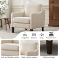 thumbnail image 4 of Modern Accent Chairs Set of 2, Polyester Upholstered Single Chairs with Wood Legs, Reading Armchairs for Living Room, Bedroom, Office,Beige, 4 of 11