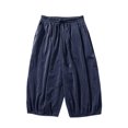 thumbnail image 4 of WEAIXIMIUNG Linen Shorts for Men Beach Shorts for Men Summer Light Cotton Linen Loose Casual Straight Wide Leg Harem Pants Eight Pants Men, 4 of 6