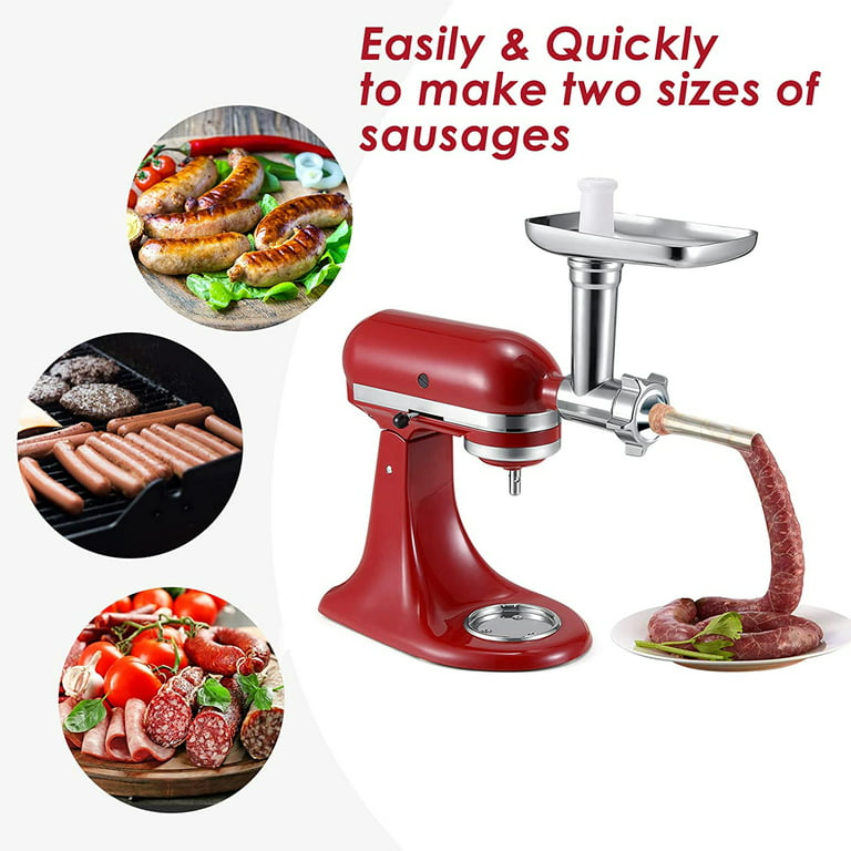 Metal Food Grinder Attachment for PHISINIC & for KitchenAid Stand Mixer,Meat  Grinder Accessories, Sausage Stuffer