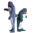 thumbnail image 6 of Zahazoho Shark Blanket Hoodie Onesie for Adults, Ultra Soft Flannel Wearable Sleeping Bag with Kangaroo Pocket & Cozy Hood, M Size, Blue, 6 of 10