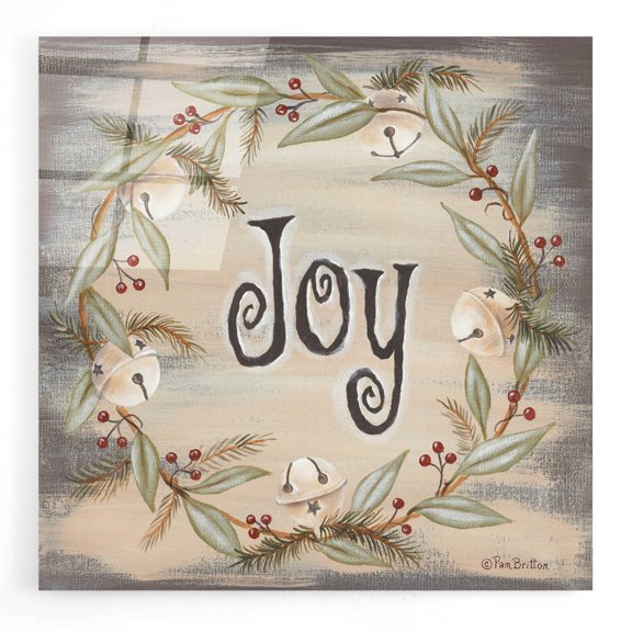 Epic Art 'Jingle Joy Wreath' by Pam Britton, Acrylic Glass Wall Art, 12"x12"