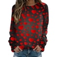 thumbnail image 1 of Gibobby Sudadera sin capucha y ocio Top con estampado del Día de San Valentín para mujer, camiseta de cuello redondo, sudadera de manga larga, blusa, informal, Tops con estamp(Rojo, S), 1 of 4
