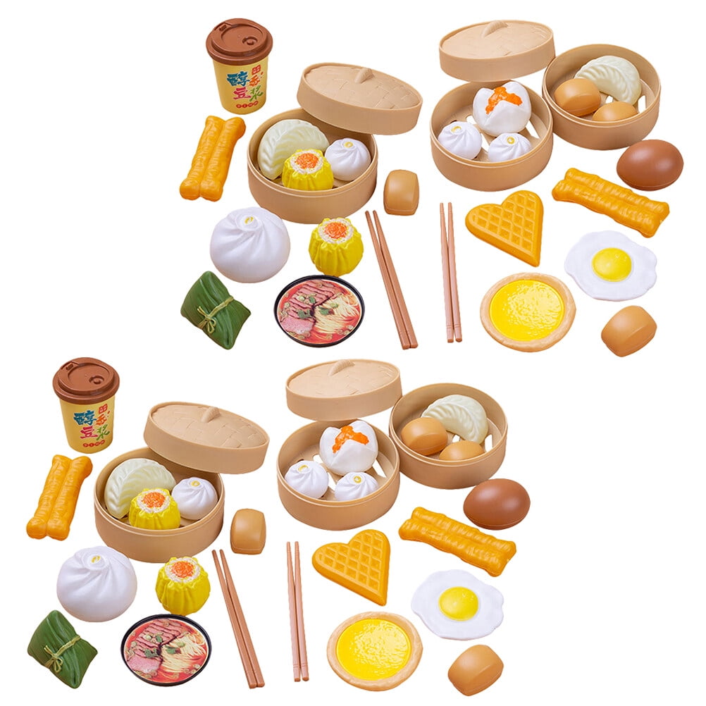 Breakfast play food set 58Pcs Breakfast Play Food Plastic Food Cooking Toys Pretend Role Play