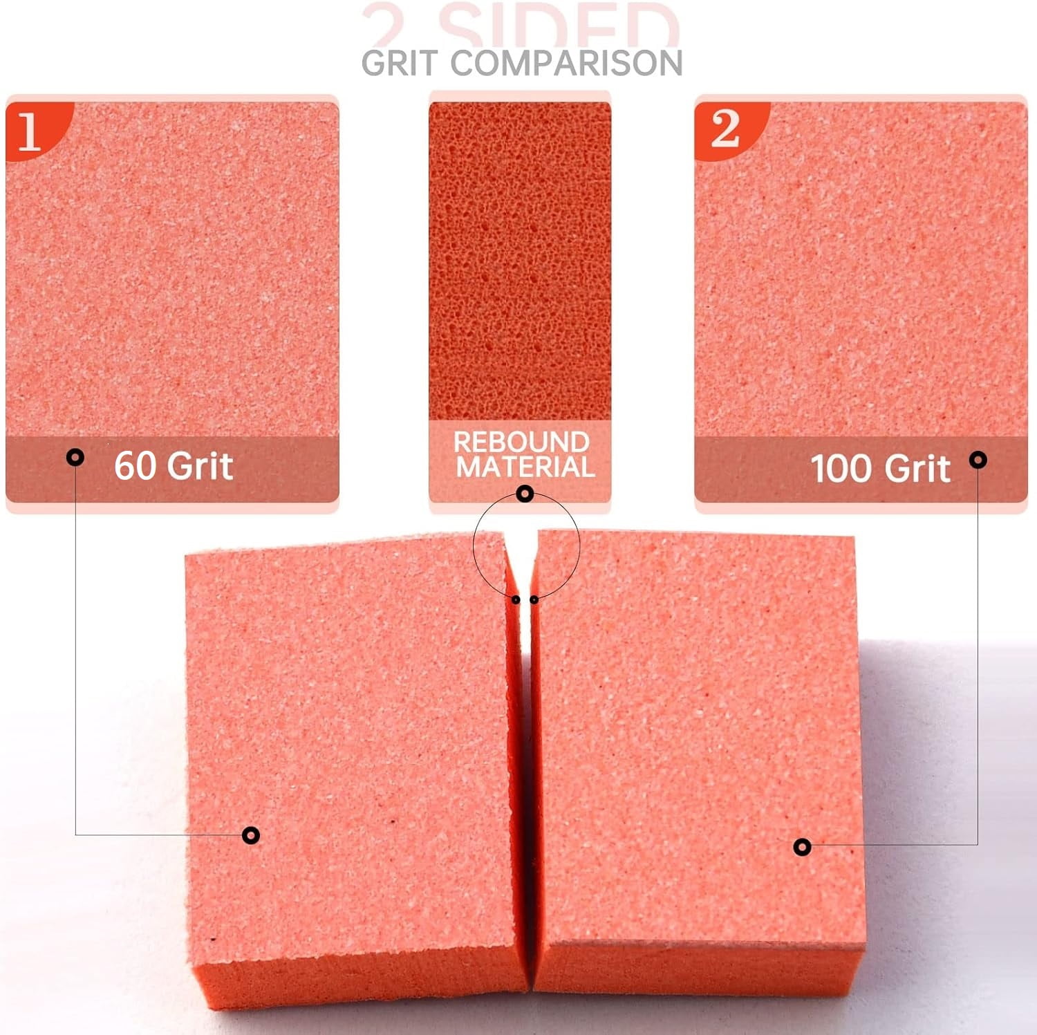 NAILPINKS Mini Nail Buffer Blocks 60/100 Grit for Acrylic Gel Natural Nails, Orange, 560 Count, Buik