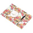 thumbnail image 3 of EREHome Aquarelle Roses Crâne Set de Support de Plaque de Set de 6, Tapis de Table Protecteur 12x18 Pouces, 3 of 5