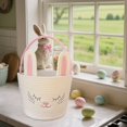 thumbnail image 1 of twisto Easter Woven Basket Bunny Ear Decorative Multipurpose Candy Storage Basket with Handle Soft Rope Material Portable Organizer Suitable for Easter Celebrations Family Pink and White, 1 of 8
