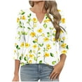 thumbnail image 2 of JTZGDY Tunic Tops for Women to Wear with Leggings Loose Fit Casual Floral Printed Summer V Neck Graphic T-Shirts Trendy Flowy Cotton Blouses Yellow#02 L, 2 of 7