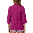 thumbnail image 5 of Nestiefly Polo Shirts for Women 3/4 Sleeve Tops Golf Tees Collared Cotton Shirt Business Casual Womens Tops Purple XL, 5 of 5