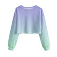 thumbnail image 4 of Kaemgyyd Womens Cropped T Shirts Casual Crew Neck Long Sleeve Gradient Baisc Tees Workout Loose Athletic Gym Running Tops, 4 of 4