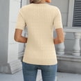 thumbnail image 4 of Women's Cable Knit Short Sleeve Sweater Tops Round Neck Lightweight Casual Outfit Spring Summer Office Streetwear Vacation Beige L, 4 of 4