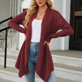 thumbnail image 2 of Fiaer Cardigan Sweaters For Women Trendy Long Sleeve Casual Loose Solid Open Front Cozy Knit Tops Red XL, 2 of 8