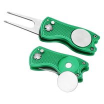 Uxcell Golf Divot Repair Tool, Foldable Metal Golf Green Divot Tool with Magnetic Ball Marker Dark Green