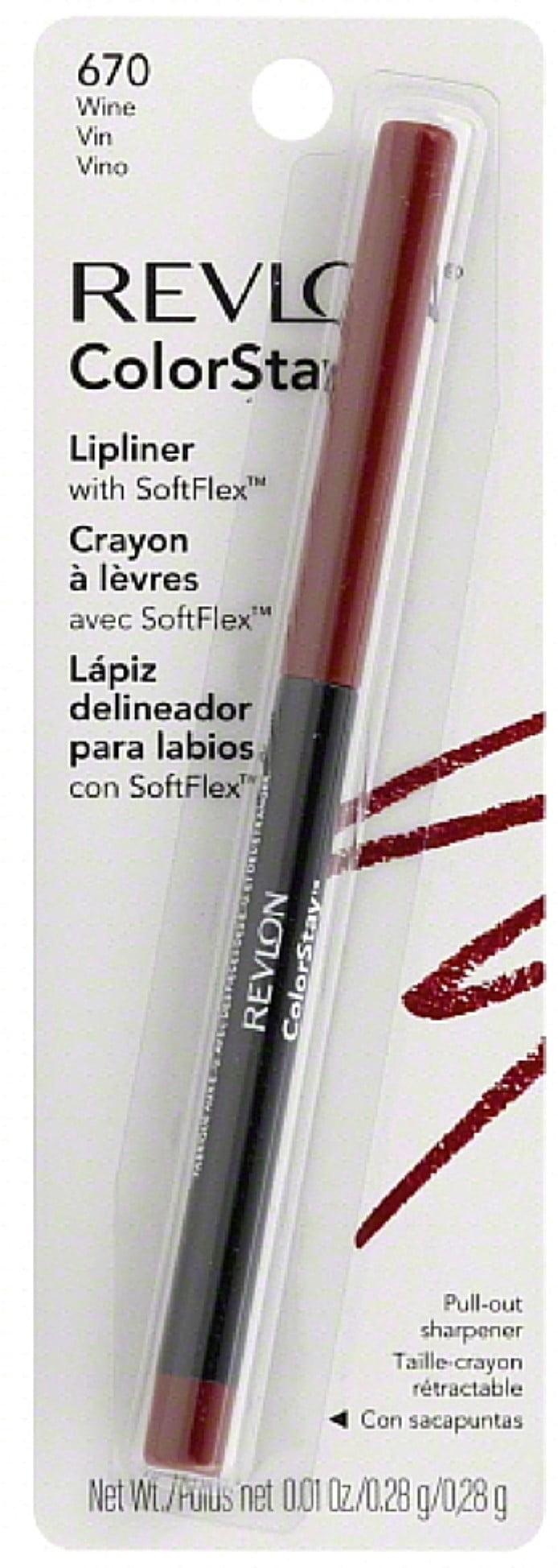Revlon ColorStay Lip Liner with SoftFlex, Wine [670] 1 ea (Pack of 2)