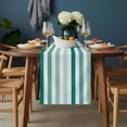 thumbnail image 2 of Green Stripe Table Runner - 36 Inch Long, Kitchen Dining Table Runner Dresser Scarves, Gradient Geometric White Vertical Striped Farmhouse Decor for Coffee Tables Wedding Party Banquet, 2 of 8