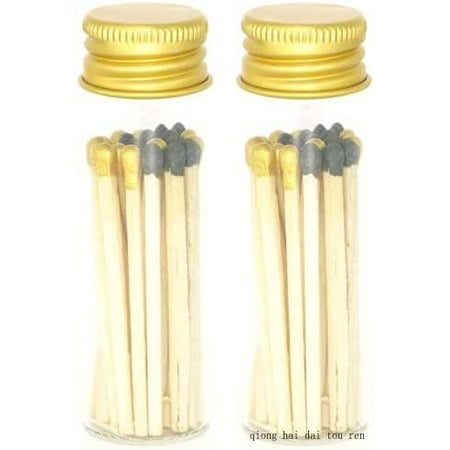 

Great Gatsby Blend Tip Decorative Matches | 40 Small Premium Wooden Safety Matches | 2 Jars Of 20 Matches Each With Gold Lid And Striker On Bottom | Home Decor