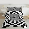 thumbnail image 2 of Homewish Classic Geometric Plaid Bedding Comforter Set,Modern Aesthetic Art Twin Comforter Sets,White Black Checkered Bedding Set For Boys Kids,Super Cozy Room Decor Reversible,2pcs, 2 of 8
