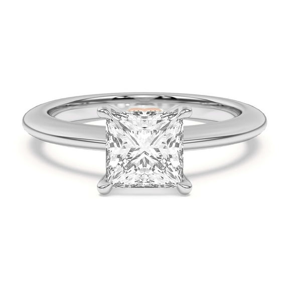 Eloya jewelry 1.5 Ct Princess Cut Moissanite Engagement Ring for Women - 14K White Gold Plated Ring - Lab Moissanite Anniversary Ring - Bridal Wedding Jewelry - Two Tone Ring - As Per Image