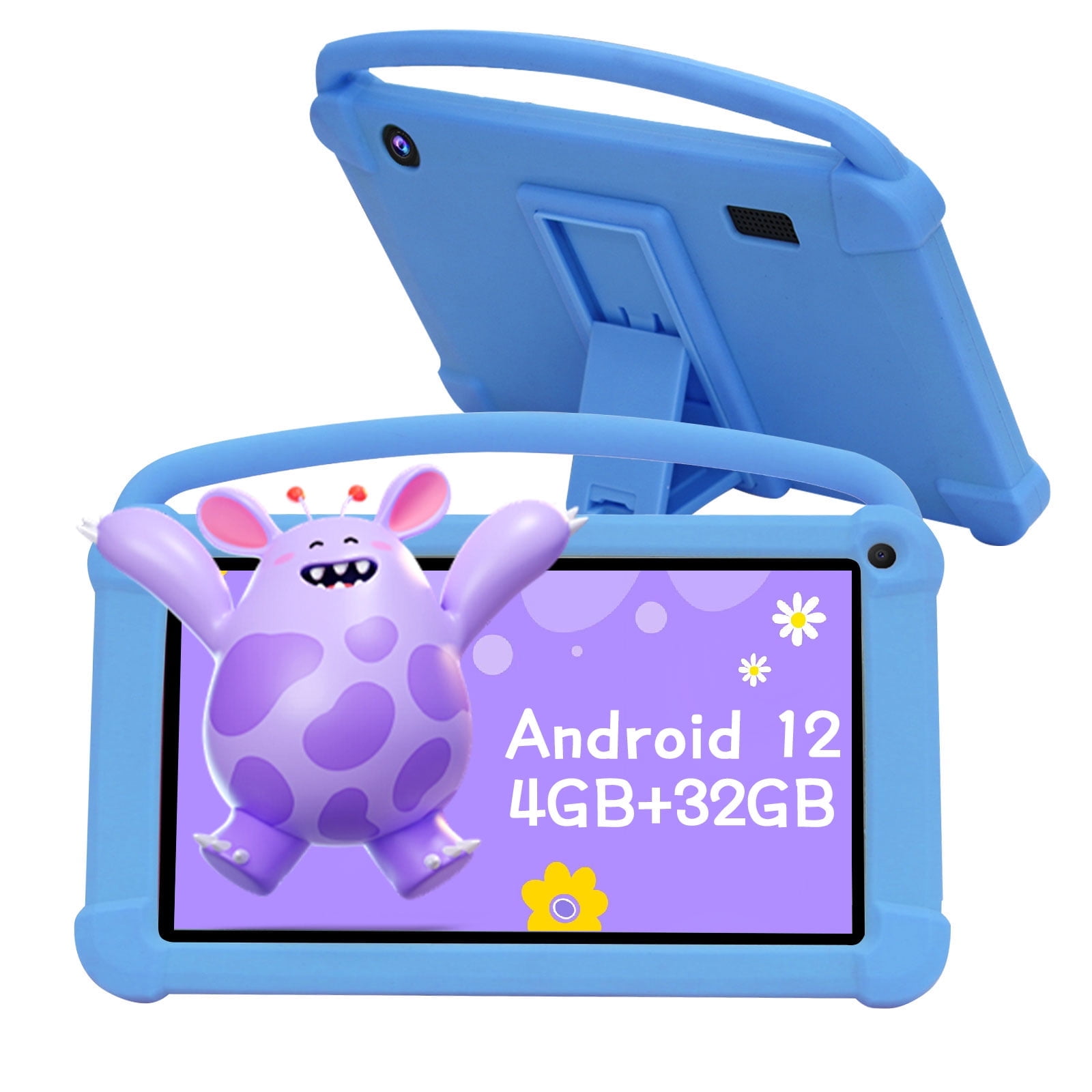 Kids Tablets, Android 12 Tablet for Kids, 4GB RAM 32GB ROM Toddler Tablet 7 inch IPS Screen, Parental Control, 2+5MP Dual Camera, Shockproof Case for Educational, Games