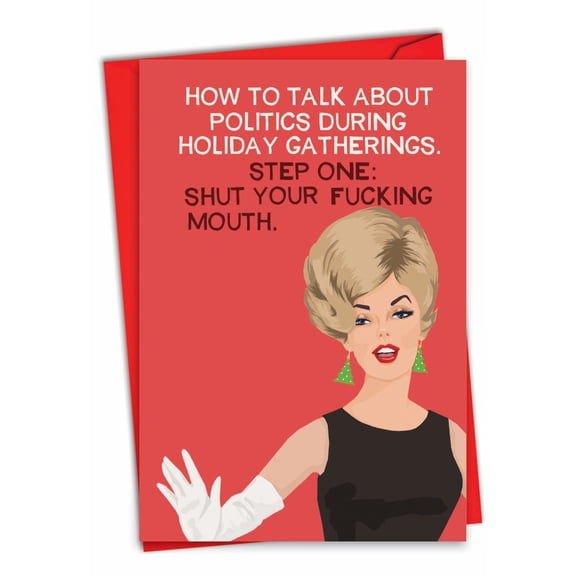 1 Funny Christmas Card with Envelope - Politics During the Holidays C2932XSG