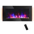 thumbnail image 3 of 36" 1500W Wall Mounted Electric Fireplace, with Realistic Flame Effect, 7 Color Backlight & Side Lights, Overheat Protection, 750W/1500W Heater for 215 Sq.Ft, Black, 3 of 9