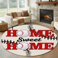 thumbnail image 2 of White Red Baseball Round Area Rugs Collection 5', Modern Art Funny Words Non Slip Indoor Circular Throw Runner Rug Floor Mat Carpet for Living Room Dining Table Bedroom Nursery, 2 of 9