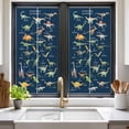 thumbnail image 3 of Blue Dinosaur Window Privacy Film, Vintage Letters Farm Animals Static Cling UV Sun Blocking Tint Film Heat Control Windows Films for Bedroom Bathroom, Window Stickers 17.7"x39.3", 3 of 8