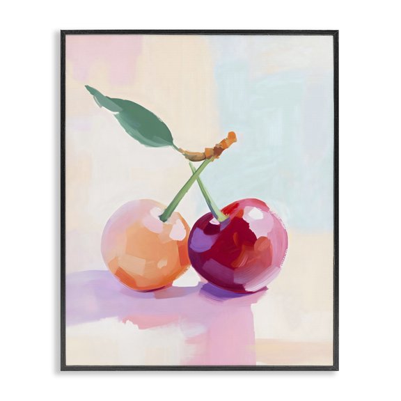 Stupell Industries Pastel Cherries Pair Black Framed Giclee Art, design by The Prints Vibe