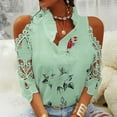 thumbnail image 5 of Summer women's tops floral off-shoulder patchwork long-sleeved shirt for women, 5 of 5
