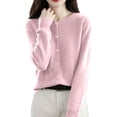 thumbnail image 6 of Womens&nbsp;cardigan&nbsp;sweaters Button Up Cardigans Open Front Crewneck Cozy Sweater Top Warm Soft Knitwear OIOLOYJM Pink L, 6 of 6
