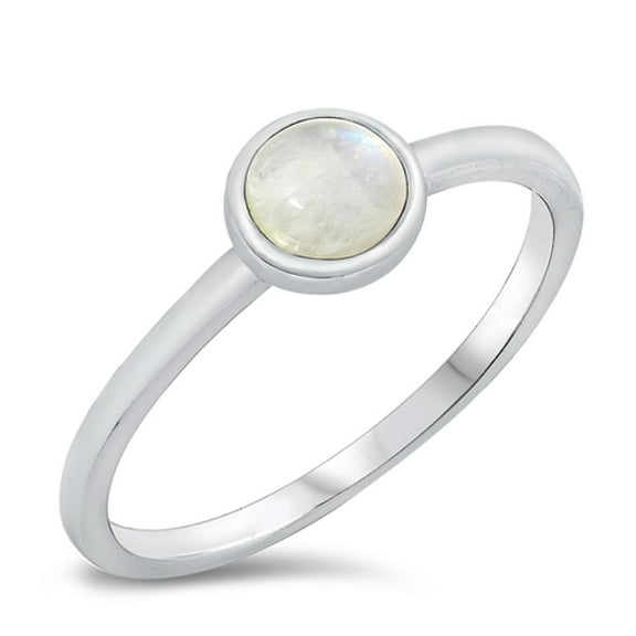 CHOOSE YOUR COLOR Circle Moonstone Ring .925 Sterling Silver Band Jewelry Female Male Unisex Size 7