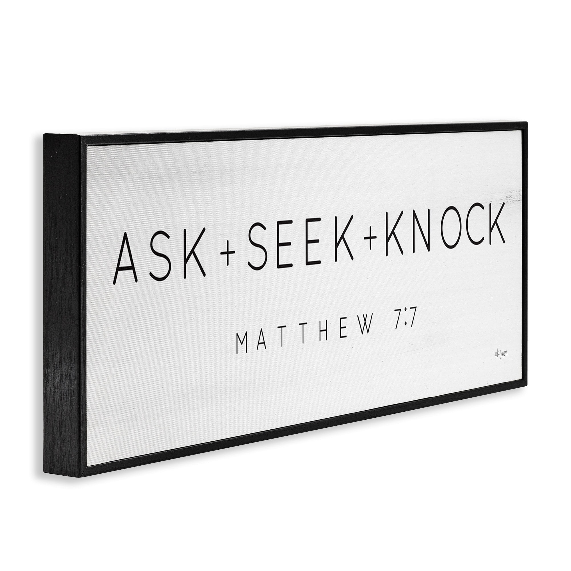 Stupell Industries Ask Seek Knock Minimal Religious Scripture Verse Graphic Art Black Framed Art Print Wall Art, Design by Jaxn Blvd.