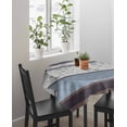 thumbnail image 4 of Blue Brown Stripes Suqare Tablecloth - 60 x 60 Inch, Abstract Geometric Spring Flowers Country Waterproof & StainResistant Tablecloth, Washable Oil-proof Table Cover for Dining/Party/Wedding/Buffet, 4 of 9