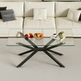 thumbnail image 3 of 39.37" Rectangular Clear Tempered Glass Coffee Table,Stylish Design with Black Metal Legs, Coffee Table for Living Room, 3 of 5