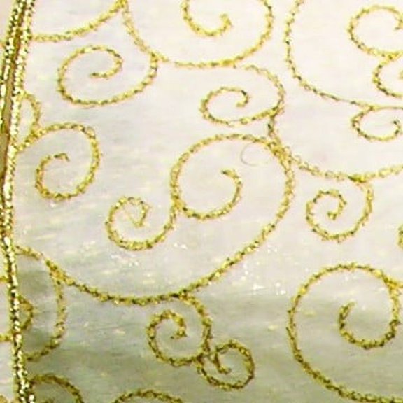 The Ribbon People Ivory and Gold Curl Wired Craft Ribbon 2" x 10 Yards