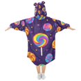 thumbnail image 2 of FORMRS Wearable Blanket Hoodie with Sleeves for Kids Cozy Flannel Sweatshirt, Candy Carnival, 2 of 7