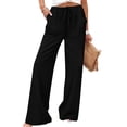 thumbnail image 2 of Avtoify Womens Pants Casual Summer Solid Stretched Waist Linen Casual Straight, 2 of 9