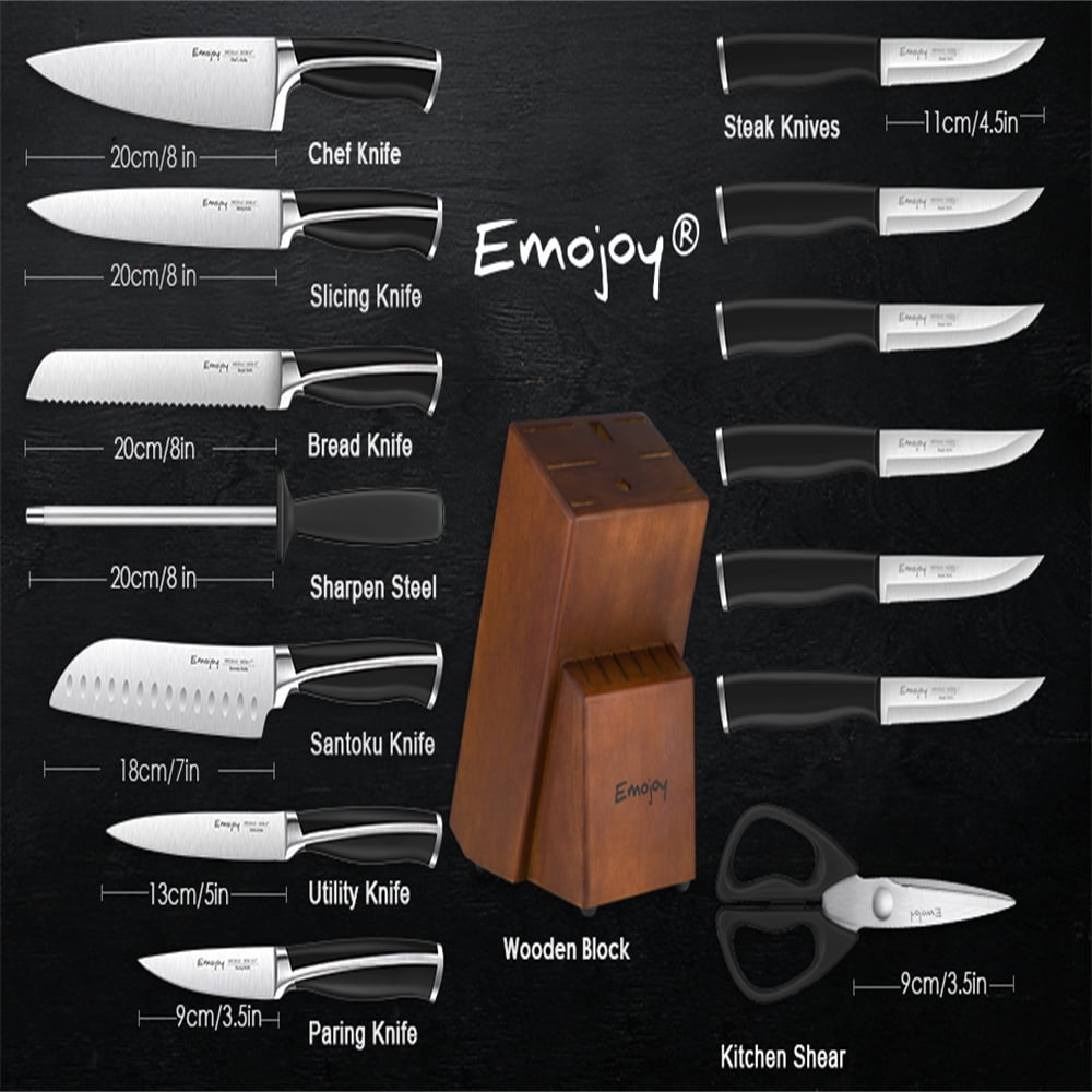 Buy Emojoy Knives Set for Kitchen With Block,Rust Proof,15Pcs Knife