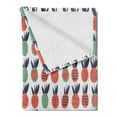 thumbnail image 2 of Abstract Soft Flannel Fleece Throw Blanket, Pineapples with Triangles Lines and Checkered Squares Fruit Design, Cozy Plush for Indoor and Outdoor Use, 60" x 80", Dark Coral Dark Blue, by Ambesonne, 2 of 5