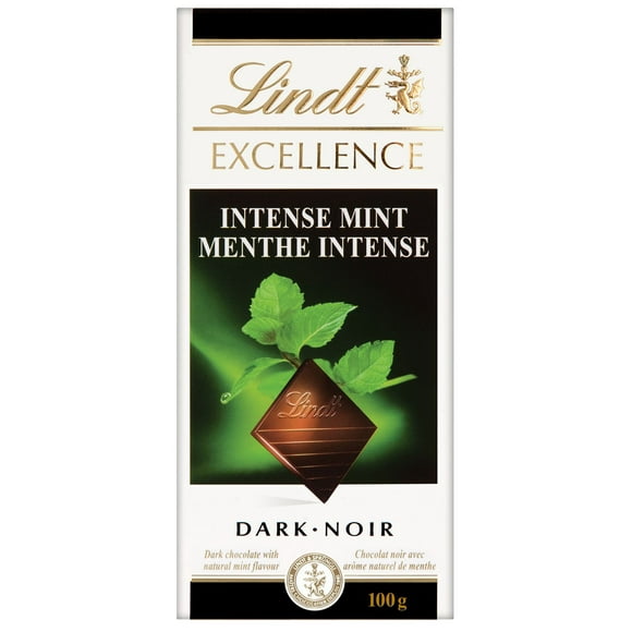 Chocolat noir Lindt EXCELLENCE Menthe Intense – Barre (100 g) Menthe fraîche chocolat