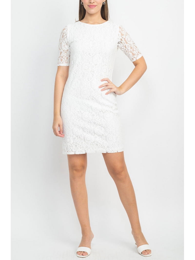 Women's Nina Leonard Floral Lace Sheath Cocktail Dress Color: Radiant Teal  Size: SMALL - Walmart.com